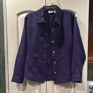Chico's Deep Purple Textured Jean Jacket